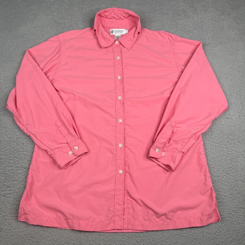 Coolibar Shirt Womens Large Pink Long Sleeve Button Up UPF Sun Protection Vented